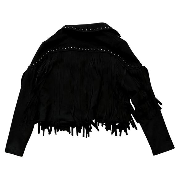 NWT Blue B Faux Suede Studded Fringe Cropped Jacket Small - Picture 5 of 8